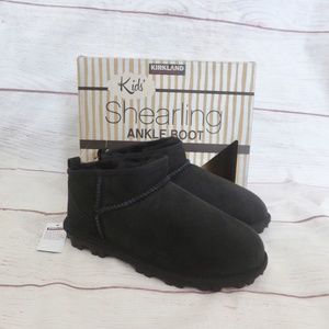 Kirkland Kids' Shearling Suede Mini Short Ankle Boots Black NEW